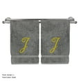thumbnail image 1 of Monogrammed Washcloth Towel, Personalized Gift, 13x13 Inches - Set of 2 - Gold Script Embroidered Towel - Extra Absorbent 100% Turkish Cotton - Soft Terry Finish - Initial J Gray Towels, 1 of 3