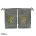 thumbnail image 1 of Monogrammed Washcloth Towel, Personalized Gift, 13x13 Inches - Set of 2 - Gold Script Embroidered Towel - Extra Absorbent 100% Turkish Cotton - Soft Terry Finish - Initial I Gray Towels, 1 of 3