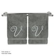 thumbnail image 1 of Monogrammed Washcloth Towel, Personalized Gift, 13x13 Inches - Set of 2 - Silver Script Embroidered Towel - Extra Absorbent 100% Turkish Cotton - Soft Terry Finish - Initial V Gray, 1 of 3