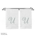 thumbnail image 1 of Monogrammed Washcloth Towel, Personalized Gift, 13x13 Inches - Set of 2 - Silver Script Embroidered Towel - Extra Absorbent 100% Turkish Cotton - Soft Terry Finish - Initial U White, 1 of 2
