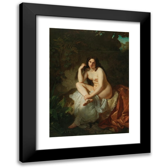 Monogrammist AB 18x24 Black Modern Framed Museum Art Print Titled - Bathers (1848)