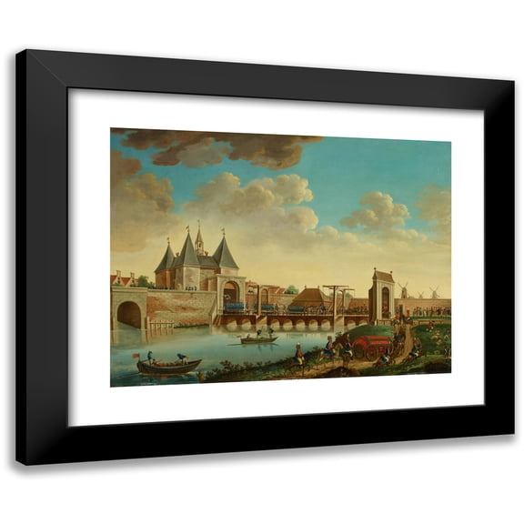 Monogrammist I.M.P. 24x19 Black Modern Framed Museum Art Print Titled - Entry of the Prussian Troops in Amsterdam on October 10, 1787 (1800)
