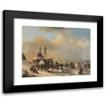 thumbnail image 1 of Monogrammist JG 24x19 Black Modern Framed Museum Art Print Titled - Skating Pleasures (1870), 1 of 5