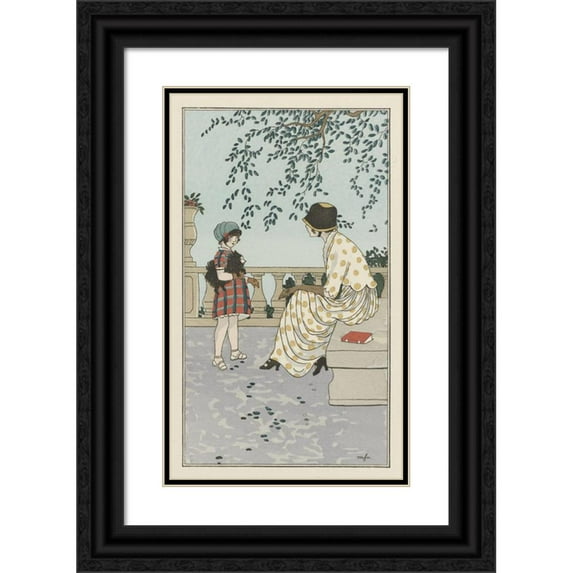 Monogrammist MFN 10x14 Black Ornate Wood Framed Double Matted Museum Art Print Titled: Crepon Dress (1913)
