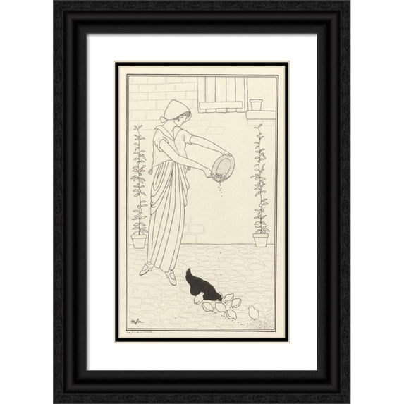 Monogrammist MFN 10x14 Black Ornate Wood Framed Double Matted Museum Art Print Titled: Dress for Holidays (1914)