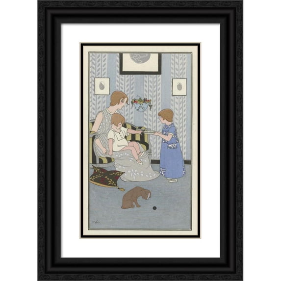 Monogrammist MFN 10x14 Black Ornate Wood Framed Double Matted Museum Art Print Titled: Little Fill Dress (1914)