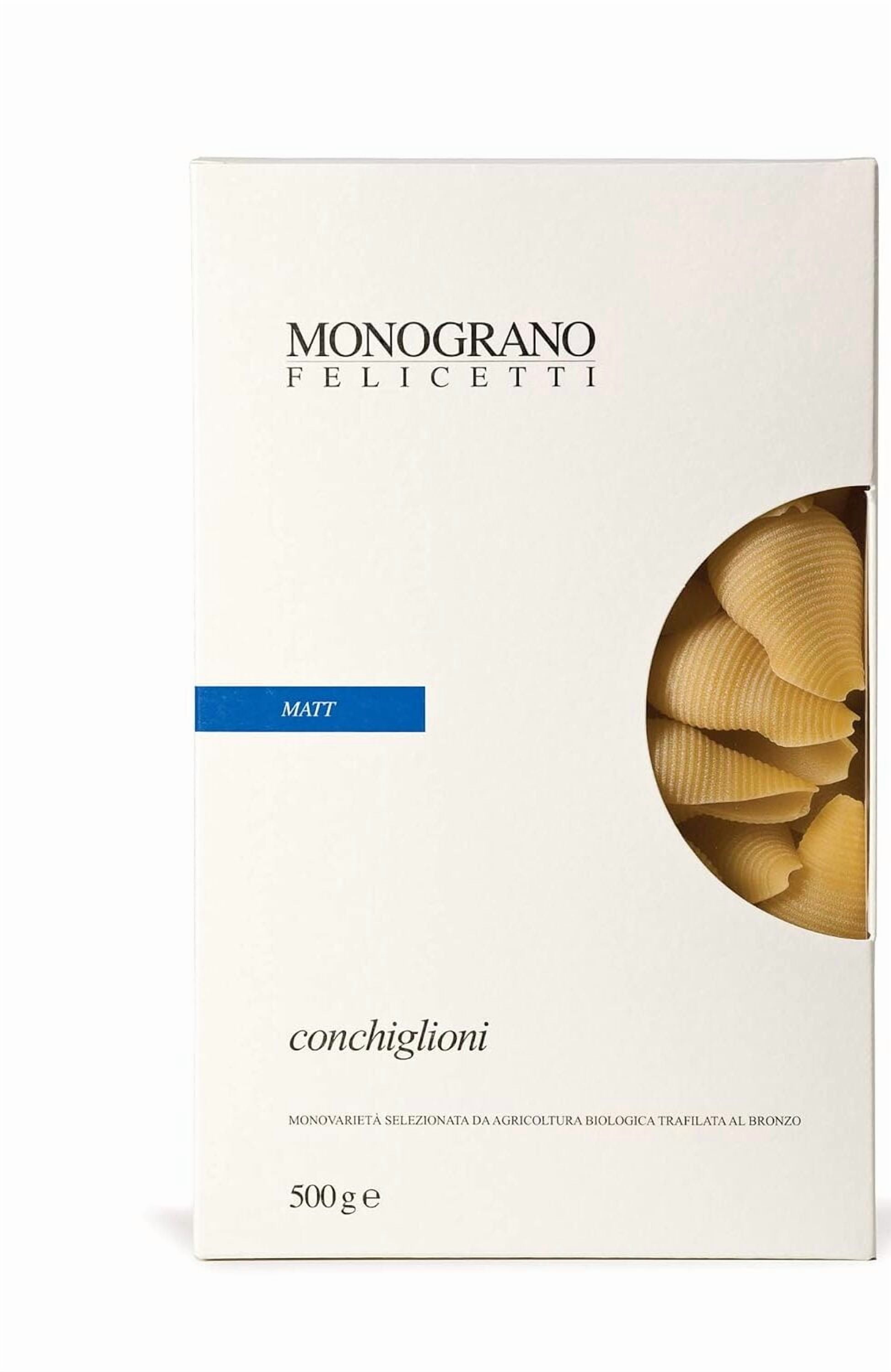 Monograno Felicetti Matt Conchiglioni Pasta Italian Organic Non-GMO 17.6oz (500g) (8)