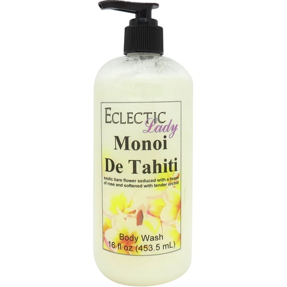 Monoi de Tahiti Body Wash by Eclectic Lady, Liquid Shower Gel for Women and Men, 16 Ounces