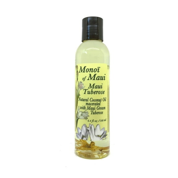 Monoi of Maui Tuberose Flower Natural Coconut Oil for Skin, Hair, Tanning, & Massage