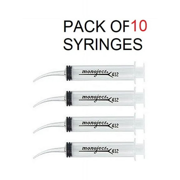 Monoject Curved Tip Irrigation Syr!enge 12 mL 10/Pk