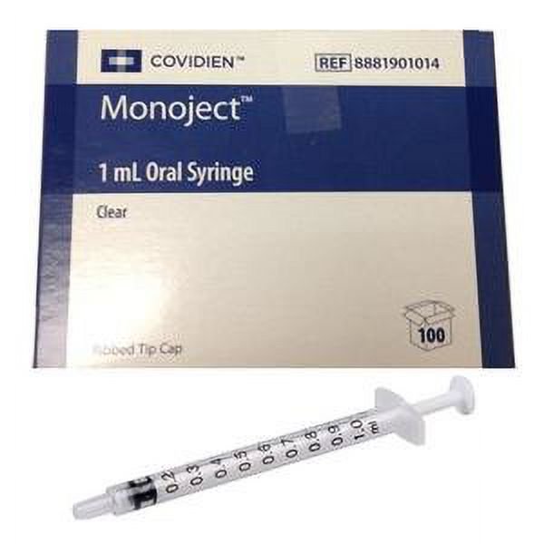 Monoject Oral Medication Syringe 1 mL, Clear (100 count)