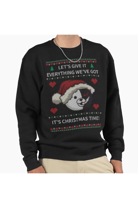 Monokuma Bear Danganronpa Anime Video Game Ugly Christmas Sweater Art Sweatshirt, for men & women, up to size 5XL