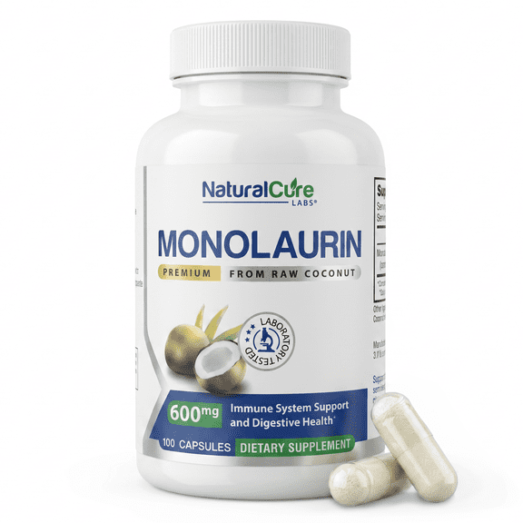 Monolaurin 600mg - Premium Dietary Supplement Formula - 100 Vegan Capsules - Natural Cure Labs
