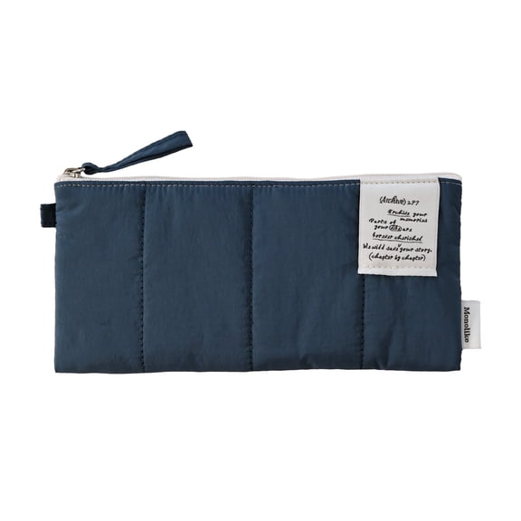 Monolike Archive247 Cushion Pencil Case, 05. Navy - Pencil Pouch, Portable Pencil Bag, Pencil Case, Office Pouch case, Cushion, Soft, Vintage