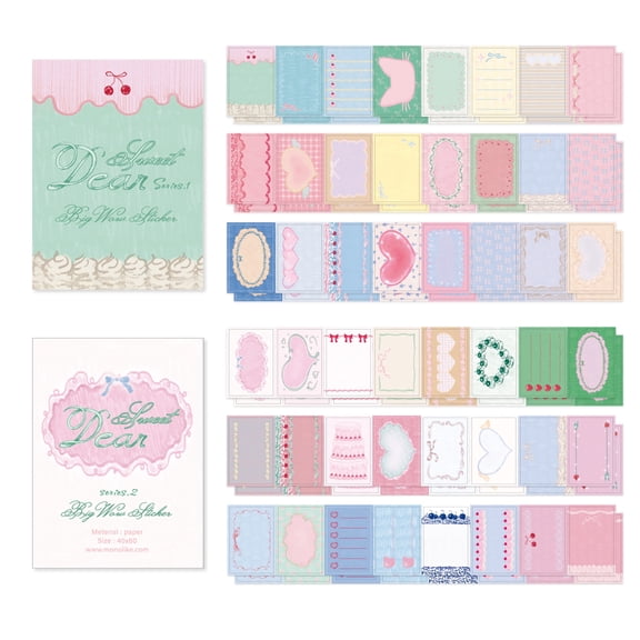 Monolike Big Wow Sticker Dear Sweet Series.1 + Series.2 Set - Big Size Cute Stickers, Square Stickers
