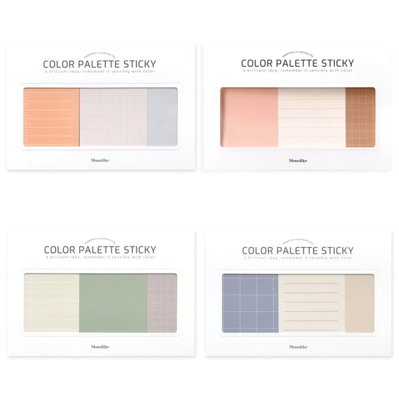 Monolike Color Palette Sticky Plan 30p B SET 4P - Self-Adhesive Memo Pad 30 Sheets