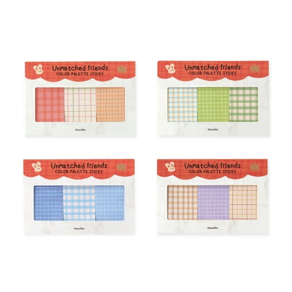 Monolike Color Palette Sticky Unmatched Friends B Set 4p - Self-Adhesive Memo Pad 30 Sheets