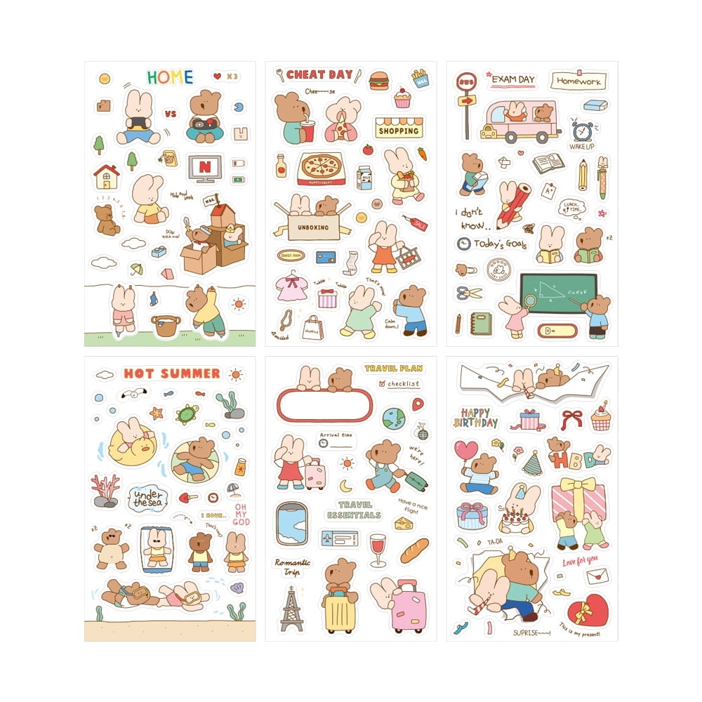 Monolike Happy & Lucky Littles Theme Sticker 6P Set - Aesthetic