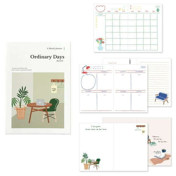 Monolike Ordinary Days Diary 6 Month Planner, Green day - Academic Planner, Weekly & Monthly Planner, Scheduler