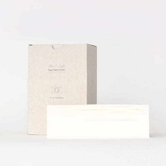Monolike Slim & Light Paper Photo Frame Box Set, 4x6, White, 100-Pack – Fits 4"x6" Photos