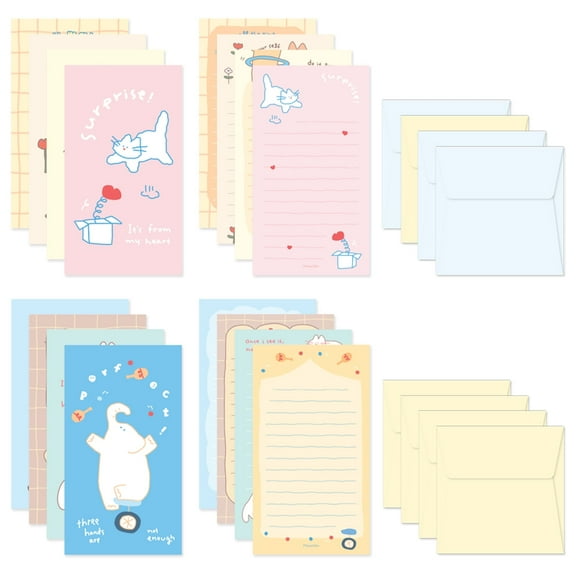 Monolike Story town Afternoon B Mini Letter Paper and Envelopes Set - 8Type, 32 Letter Paper + 16 Envelopes