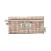 Monolike Unmatched Friends Fabric Check Pencil Case Series. 2, Vintage pink - Pencil Pouch, Portable Pencil Bag, Pencil Case, Office Pouch case, Cushion, Soft, Vintage