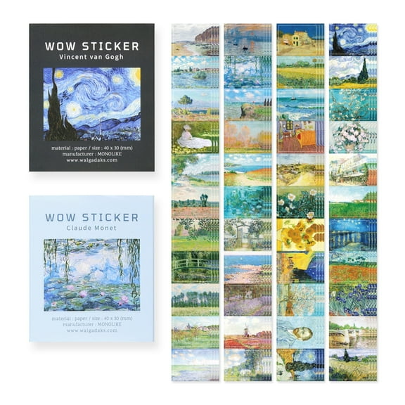 Monolike Wow Sticker Gogh   Monet set - Mini size cute stickers, square stickers