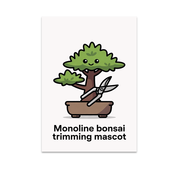 Monoline Bonsai Trimming Mascot Wall Art - Plant Enthusiast - 13x19 Poster Print