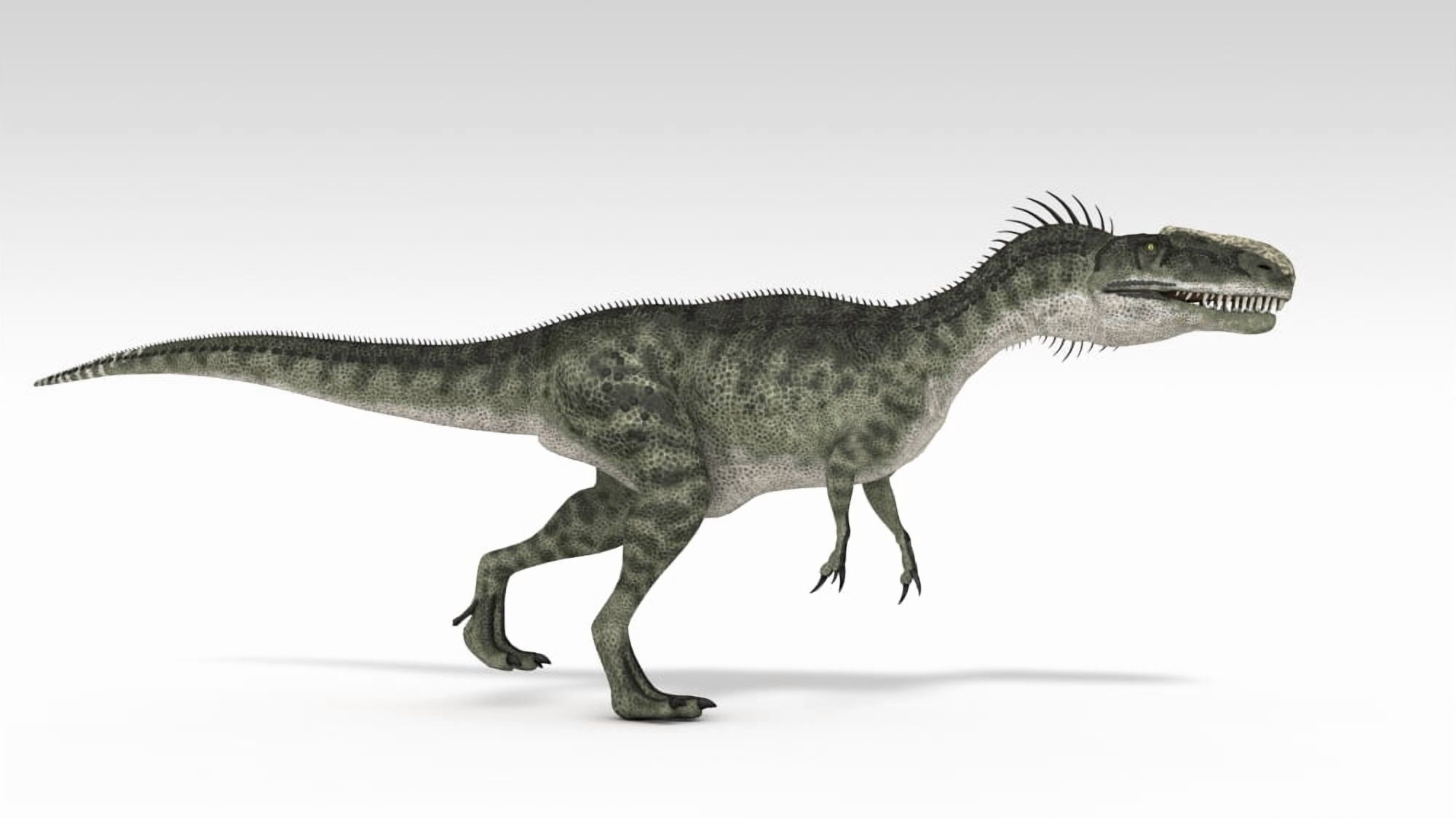 Monolophosaurus dinosaur white background Canvas Art - Kostyantyn IvanyshenStocktrek Images (19 x 11)