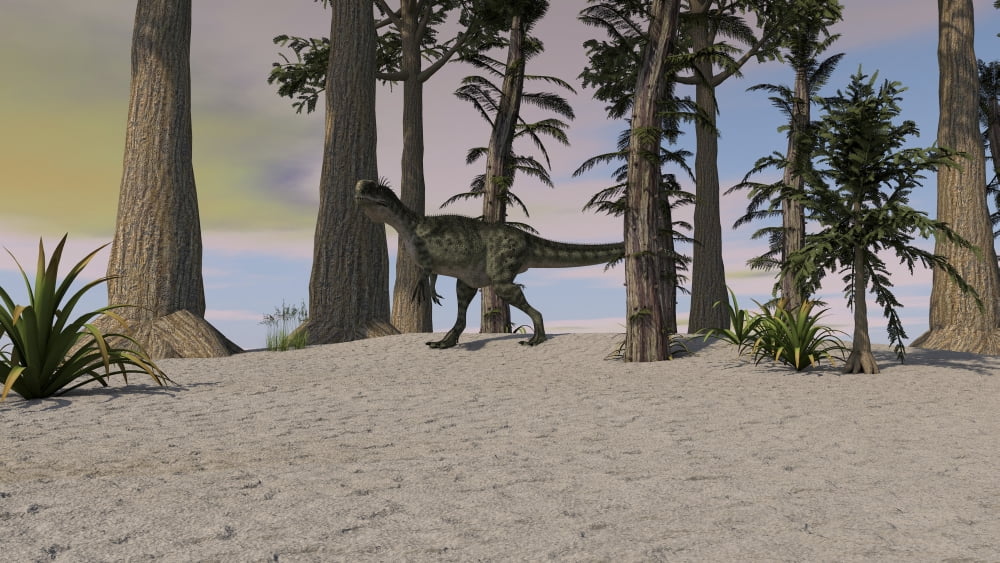Monolophosaurus in a prehistoric environment Canvas Art - Kostyantyn IvanyshenStocktrek Images (19 x 11)