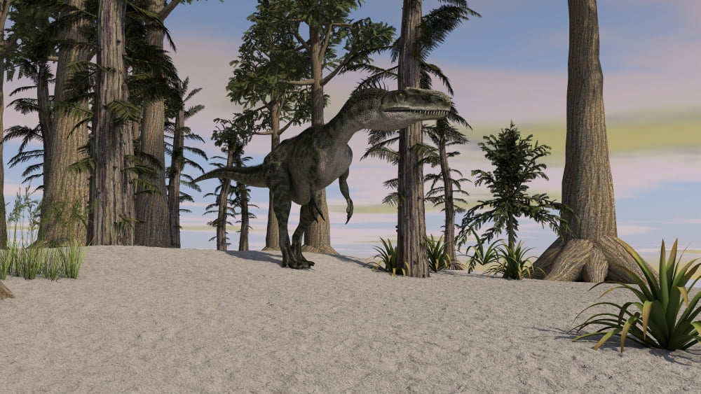 Monolophosaurus in a prehistoric environment Canvas Art - Kostyantyn IvanyshenStocktrek Images (38 x 22)