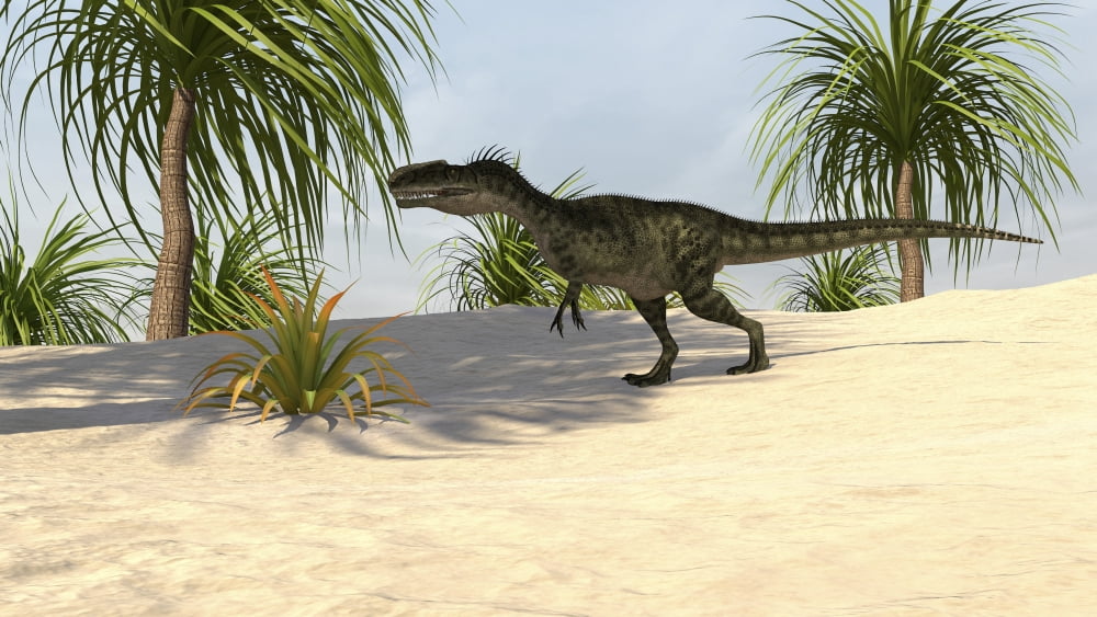 Monolophosaurus in a tropical environment Canvas Art - Kostyantyn IvanyshenStocktrek Images (19 x 11)
