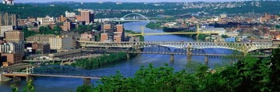 Monongahela River Pittsburgh PA USA Canvas Art - Panoramic Images (36 x 12)
