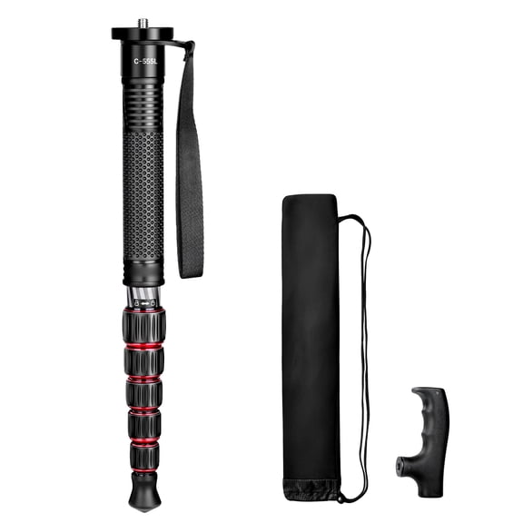 Monopod Portable Camera Monopod 61 Inch Carbon Fiber Photography Monopod For Camera 10kg Load Capacity 6-Section Adjustable Height With Removable Climbing Stick Head
