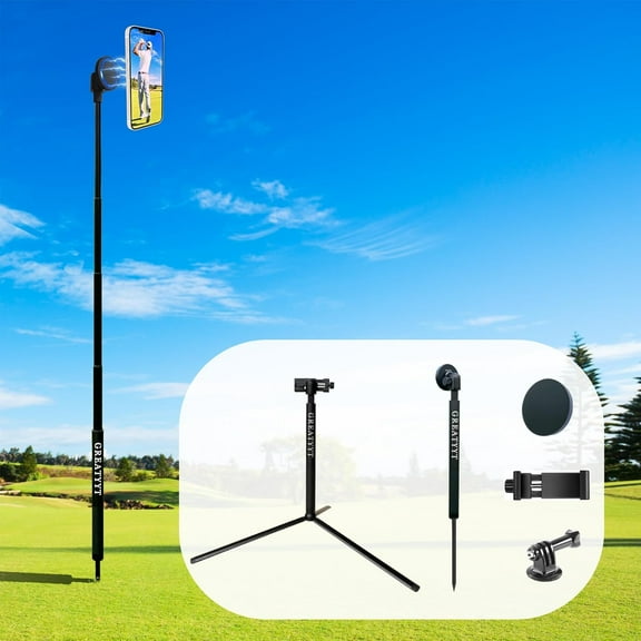 Monopod and Tripod Selfie Stick to Record Golf Swing - Multi Functional Phone Holder with Magnetic and Phone Holder - Golf Training Aid - Compatible with All iPhone Android Phone