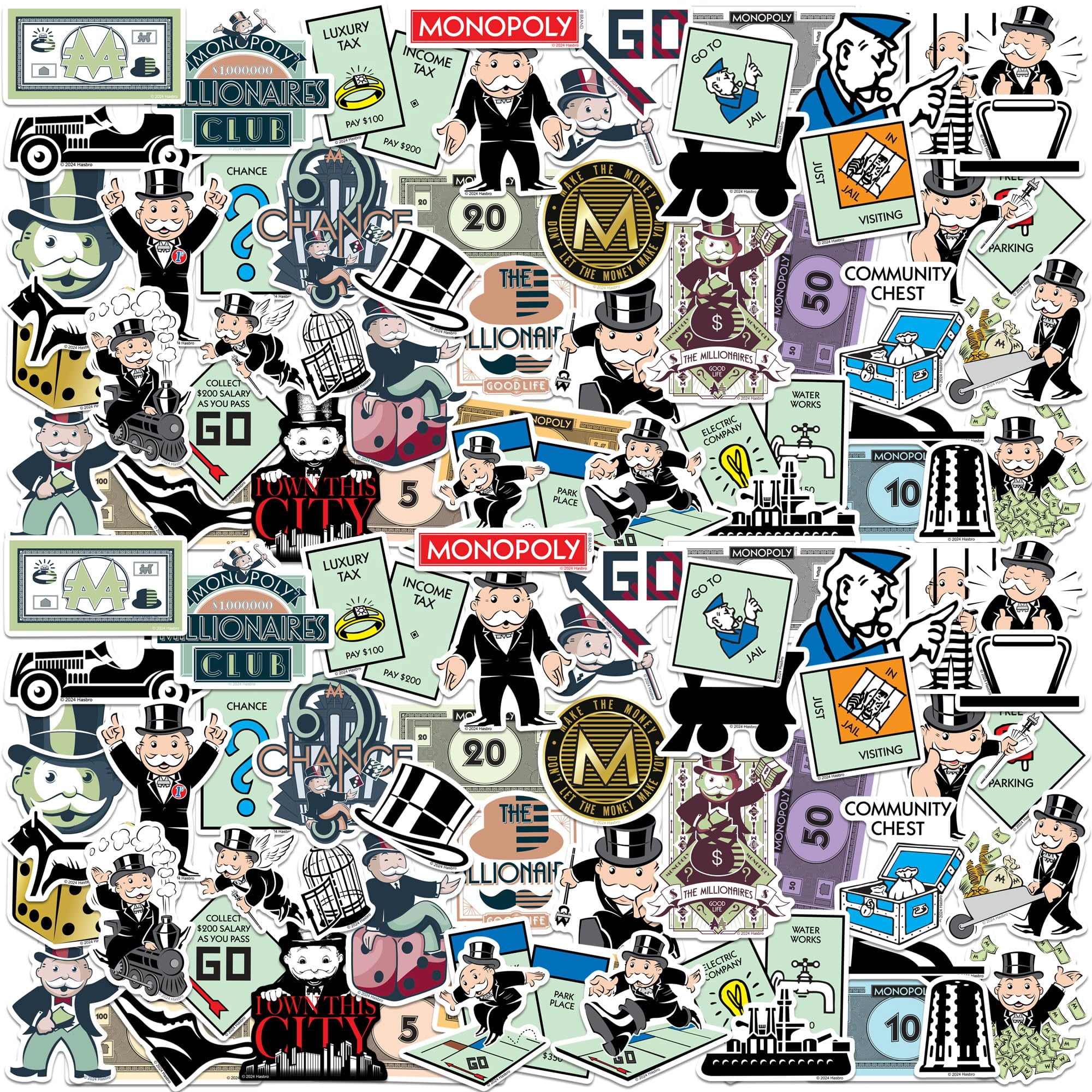 Monopoly 200 Count Vinyl Large Deluxe Stickers Variety Pack Classic ...