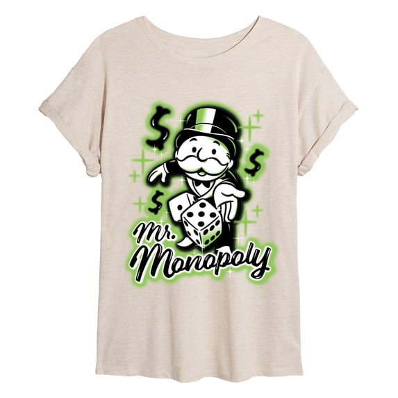 Monopoly - Graffiti Mr. Monopoly - Juniors Oversized Graphic T-Shirt