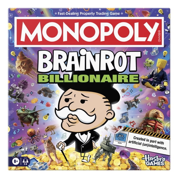 Monopoly Brainrot Billionaire Board Game with AI Slop, Funny Family Games, Ages 8+ (Walmart Exclusive)