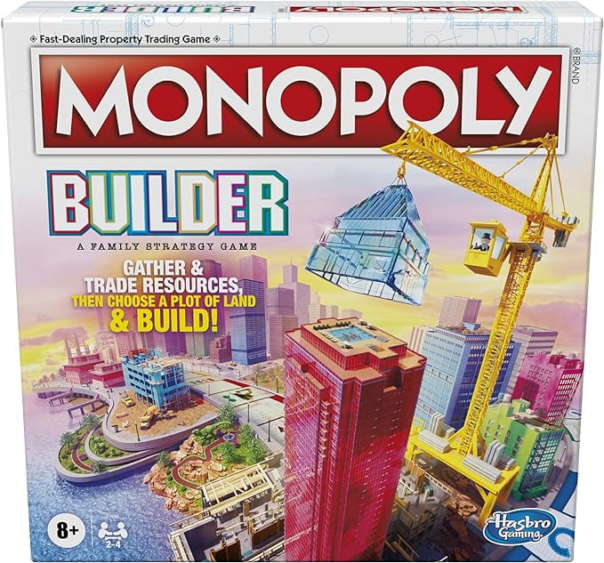 Monopoly Builder Board Game for Kids and Adults, Strategy Games, Family Board Games, for Kids 8 and Up, 2-4 Players