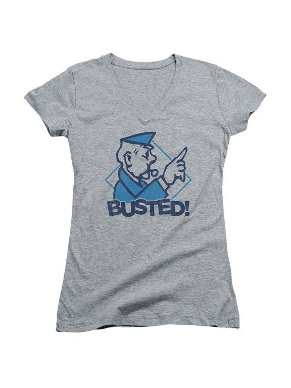 Monopoly Busted Junior Women's V-Neck T-Shirt Athletic Heather