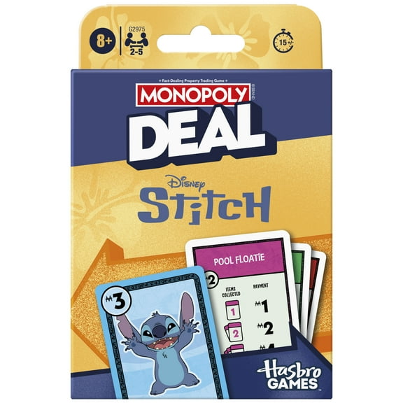 Monopoly Deal: Disney Stitch Edition Card Game, Officially Licensed Disney Game for Kids 8+
