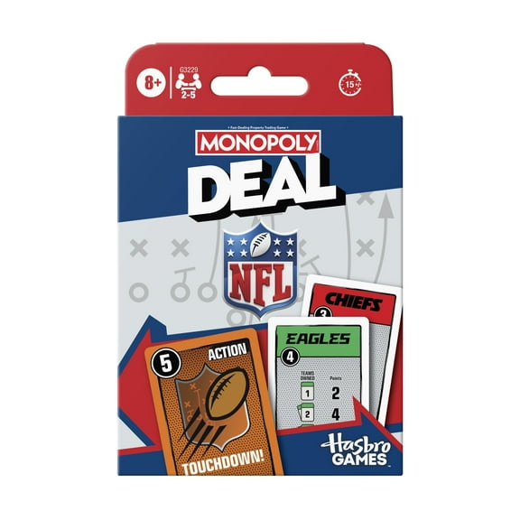 Monopoly Deal NFL Edition Game, Officially Licensed, Card Game for Kids and Families, Ages 8 and up