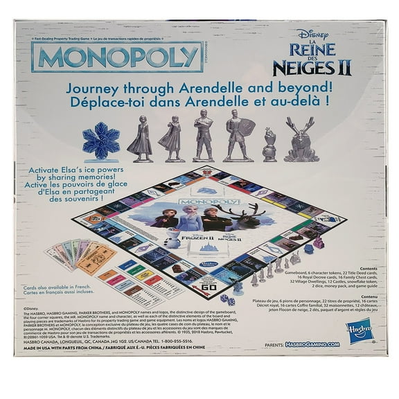 Hasbro Disney Frozen II Monopoly (Bilingual - English/French)