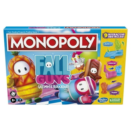 Monopoly Fall Guys Ultimate Knockout Edition Board Game for Players Ages 8 and Up, Dodge Interactive Obstacles