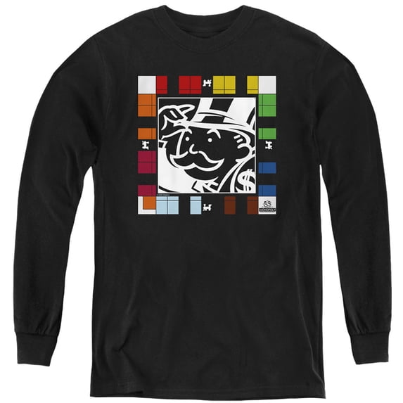 Monopoly Game Board Youth Long Sleeve T-Shirt Black