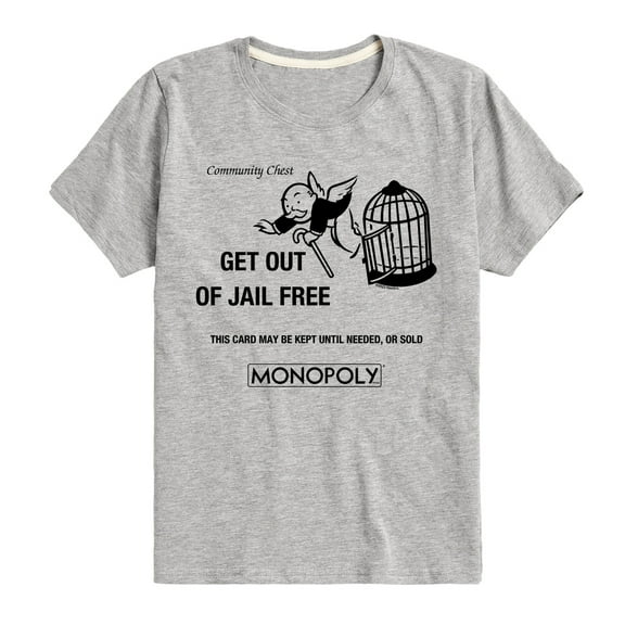 Monopoly - Get Out Of Jail Free - Youth Short Sleeve Graphic T-Shirt