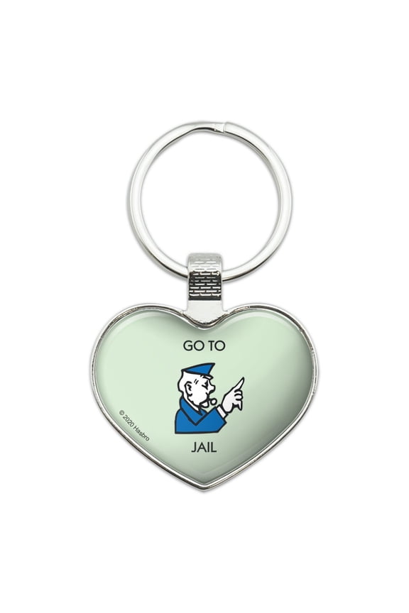 Monopoly Go to Jail Keychain Heart Love Metal Key Chain Ring