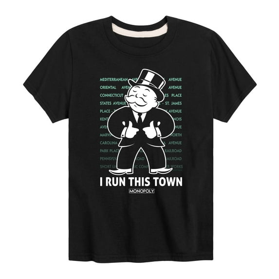 Monopoly - I Run This Town - Youth Short Sleeve Graphic T-Shirt