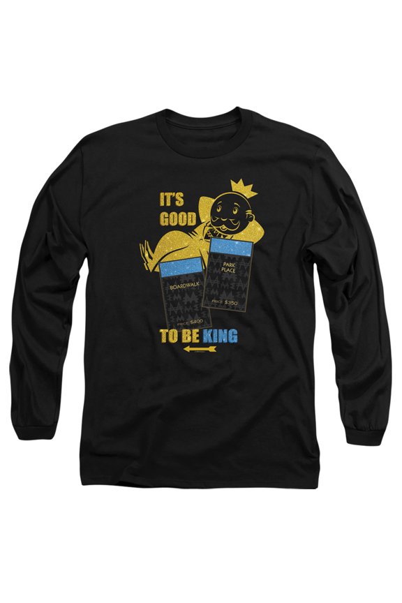 Monopoly Its Good To Be King No Logo Long Sleeve Adult 18/1 T-Shirt Black