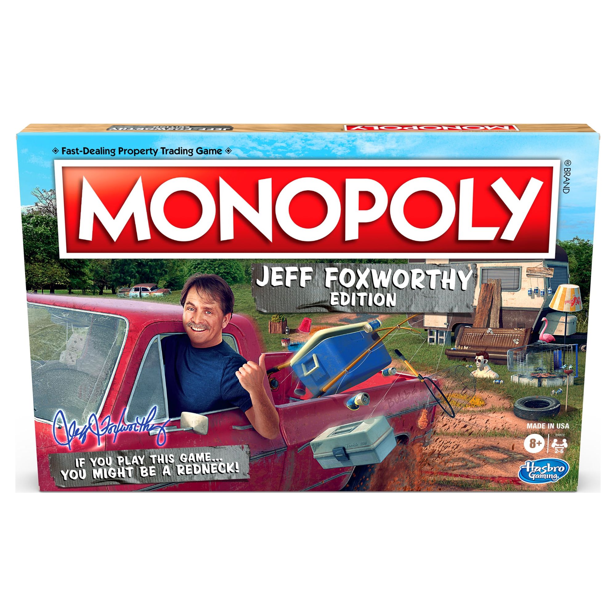 Monopoly Jeff Foxworthy Edition Board Game for Kids and Family Ages 8 and Up, 2-6 Players - image 1 of 6
